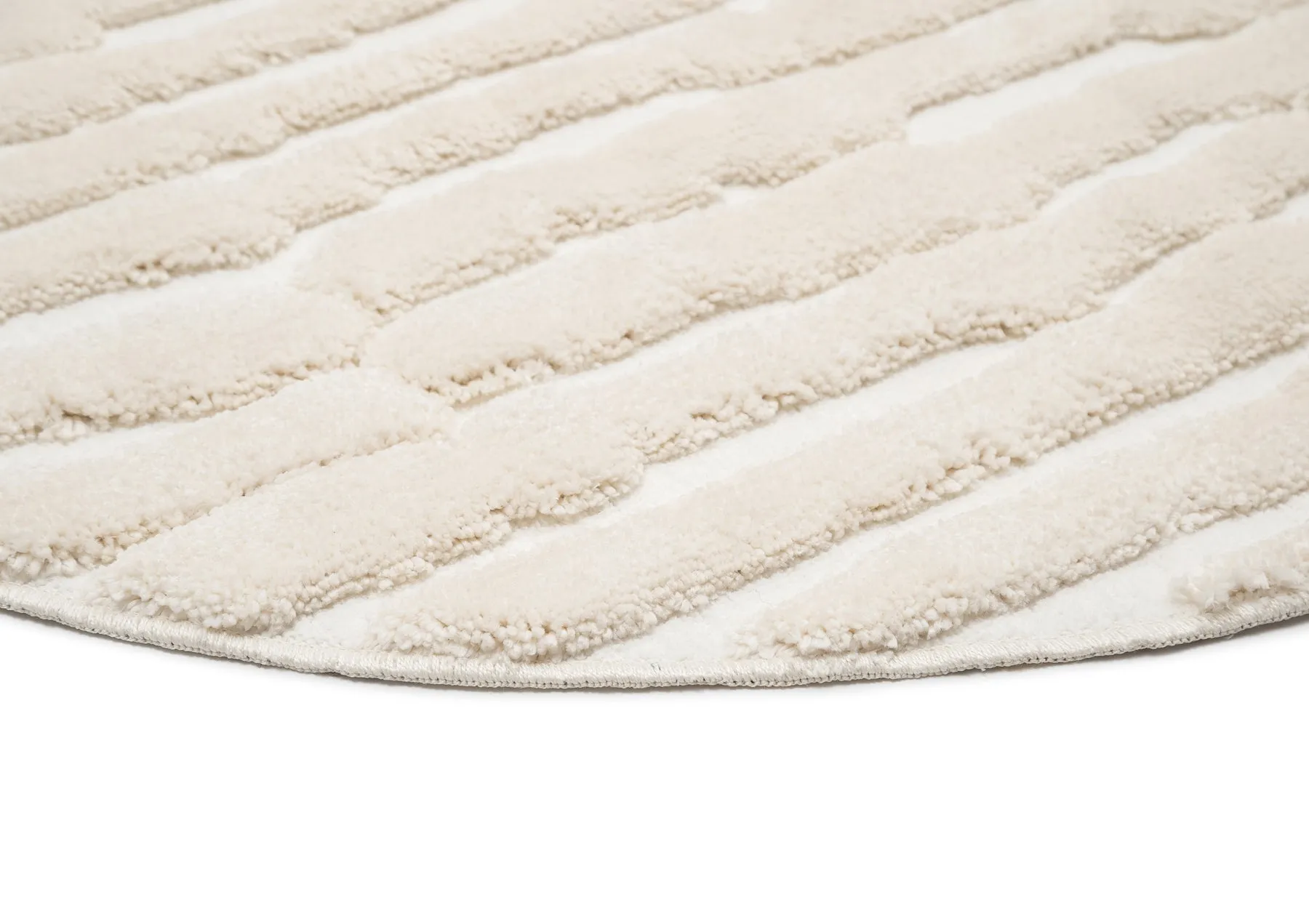 Yoanna Ivory Abstract Striped Round Rug