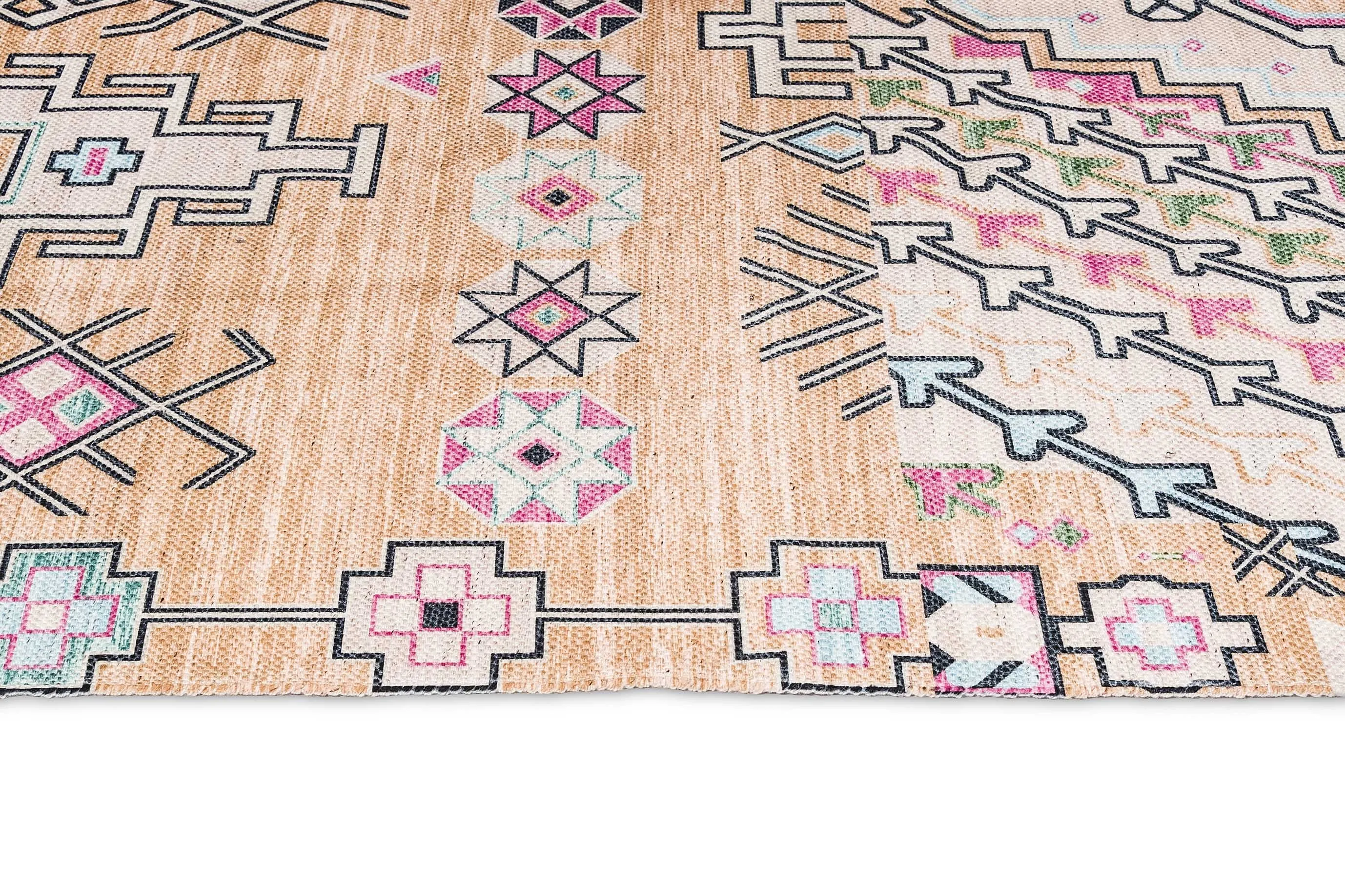 Zelda Cream Multi-Colour Abstract Tribal Indoor Outdoor Rug *NO RETURNS UNLESS FAULTY
