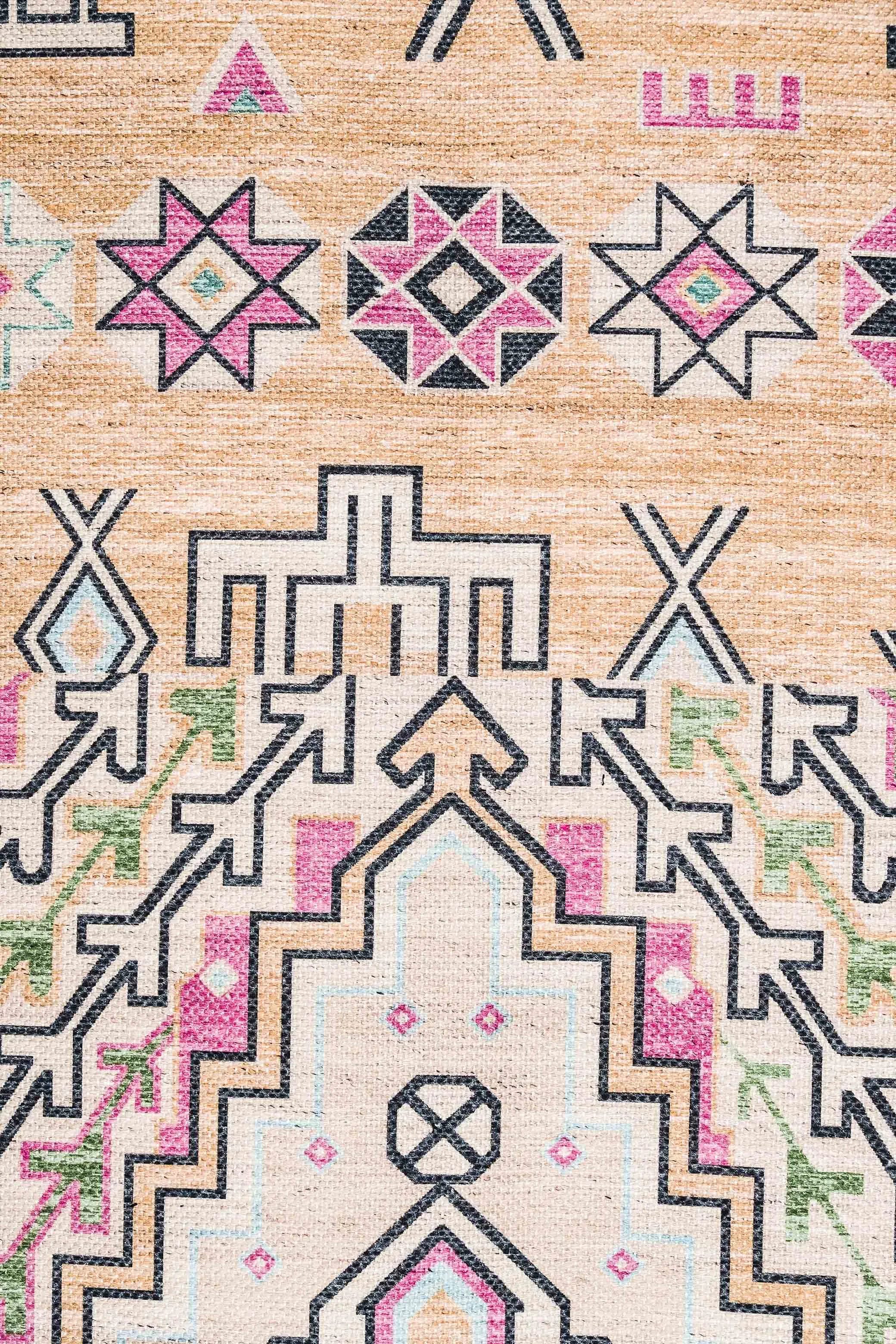 Zelda Cream Multi-Colour Abstract Tribal Indoor Outdoor Rug *NO RETURNS UNLESS FAULTY