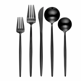 Zephyr Black Mirror 45 Piece Flatware Seteco-friendly bamboo fiber tableware set 