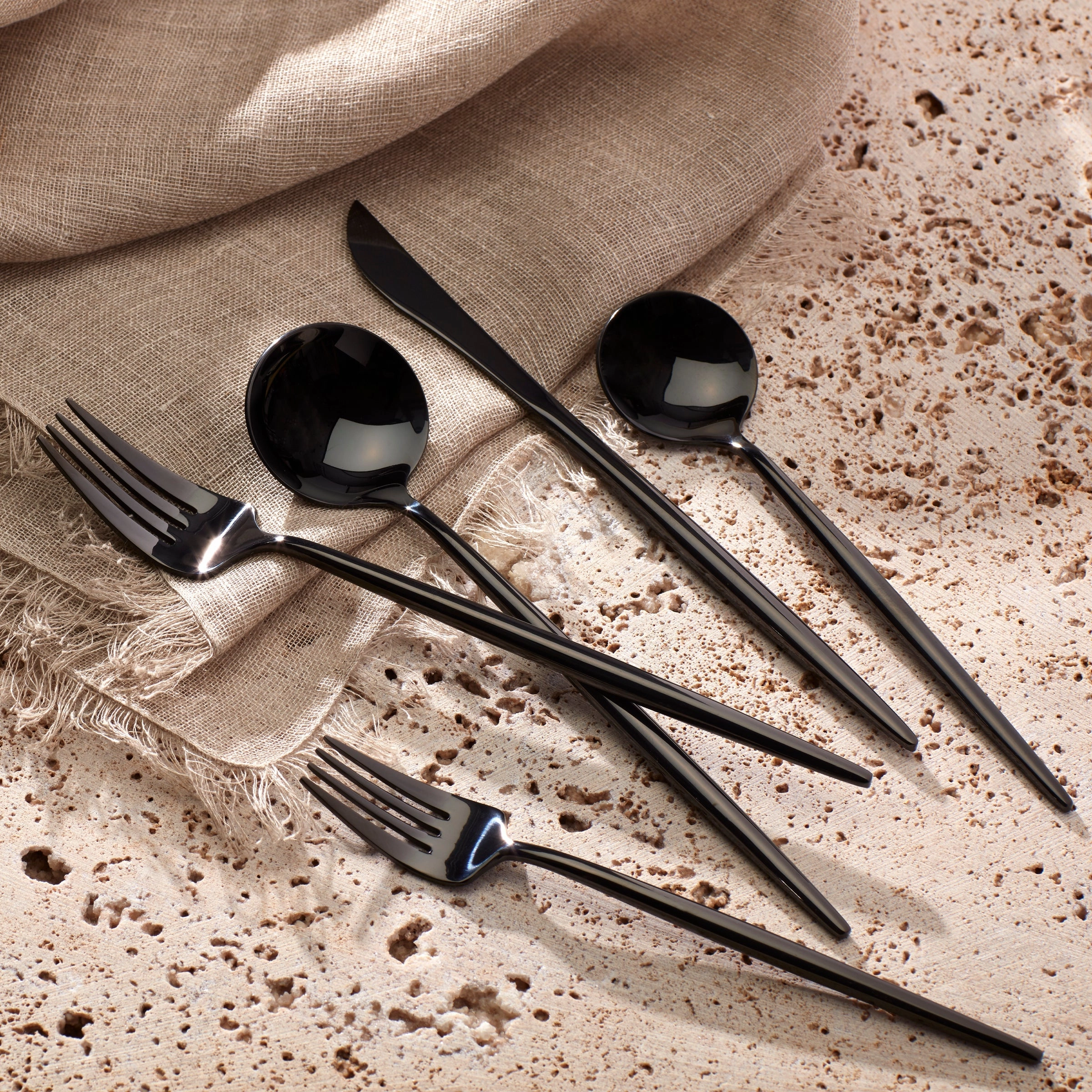 Zephyr Black Mirror 45 Piece Flatware Set