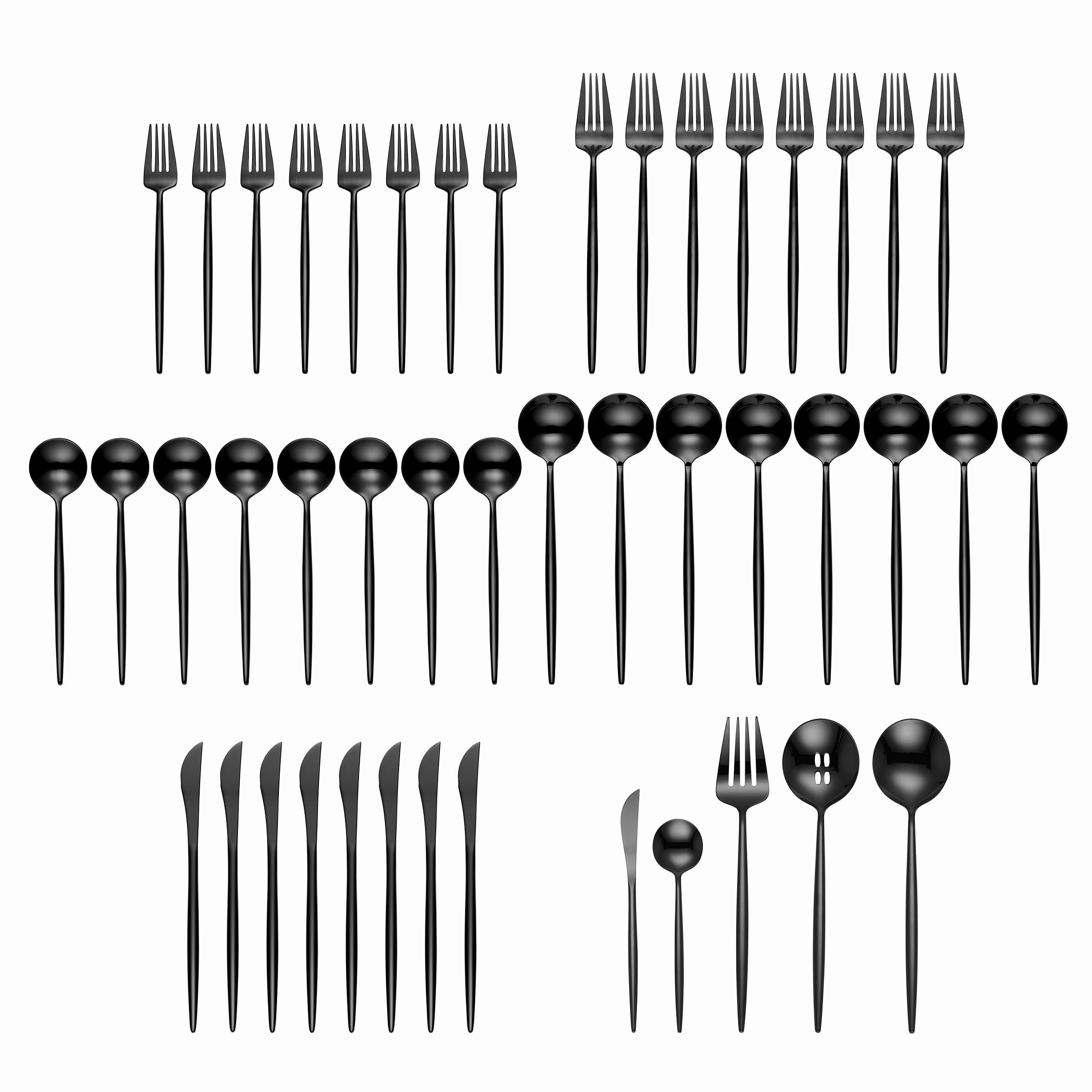 Zephyr Black Mirror 45 Piece Flatware Set
