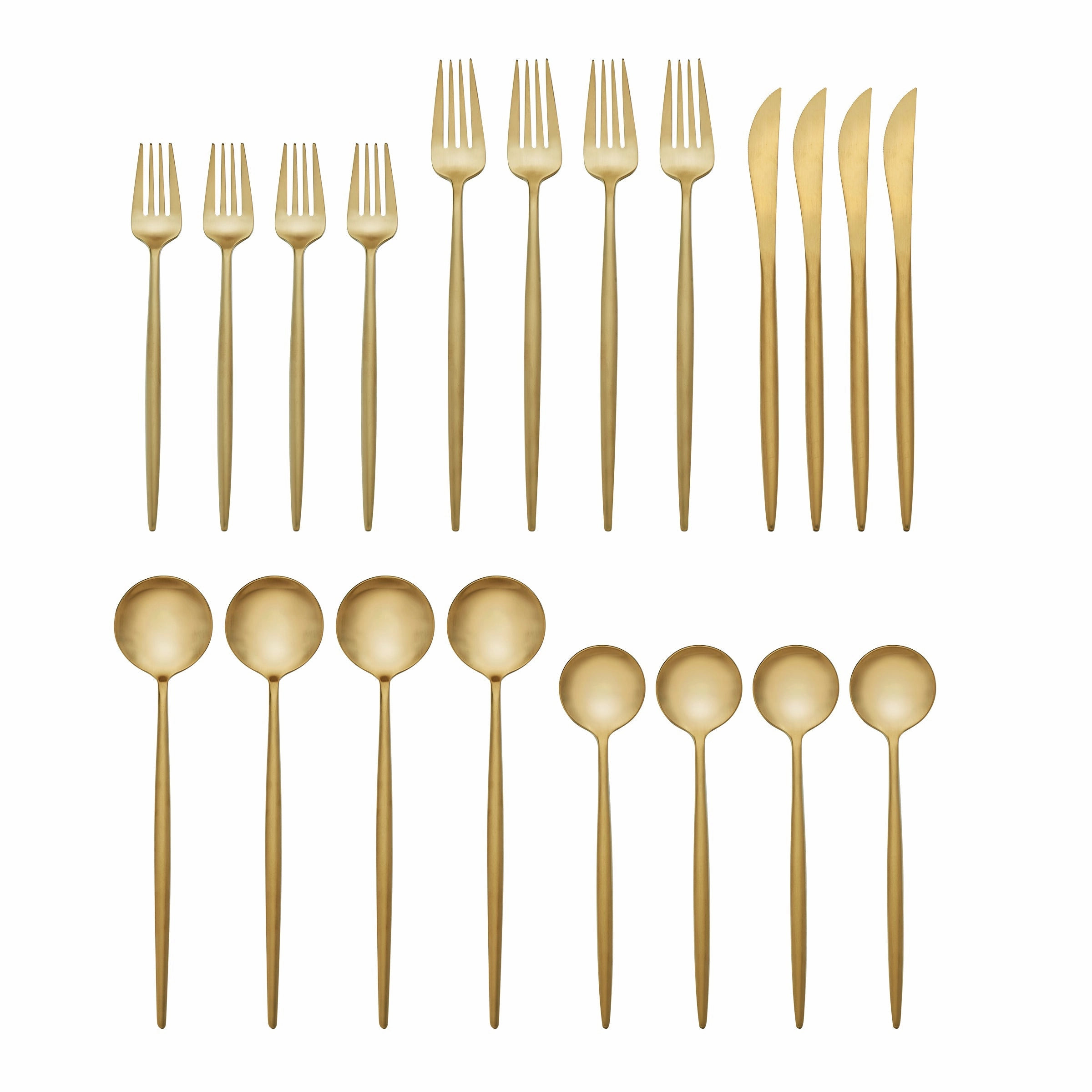 Zephyr Gold Satin 20 Piece Flatware Set