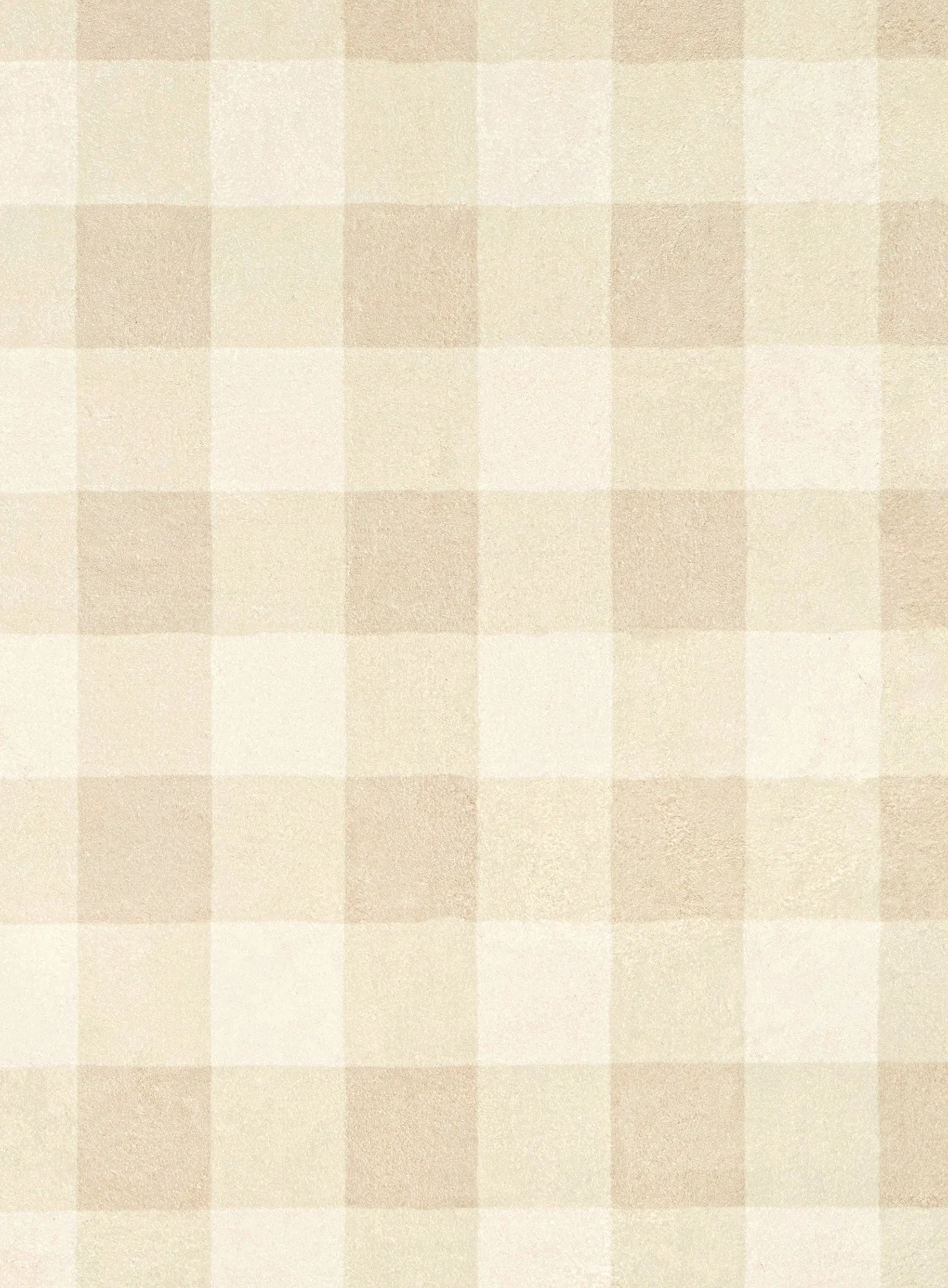 Zira Neutral Beige Gingham Washable Rug