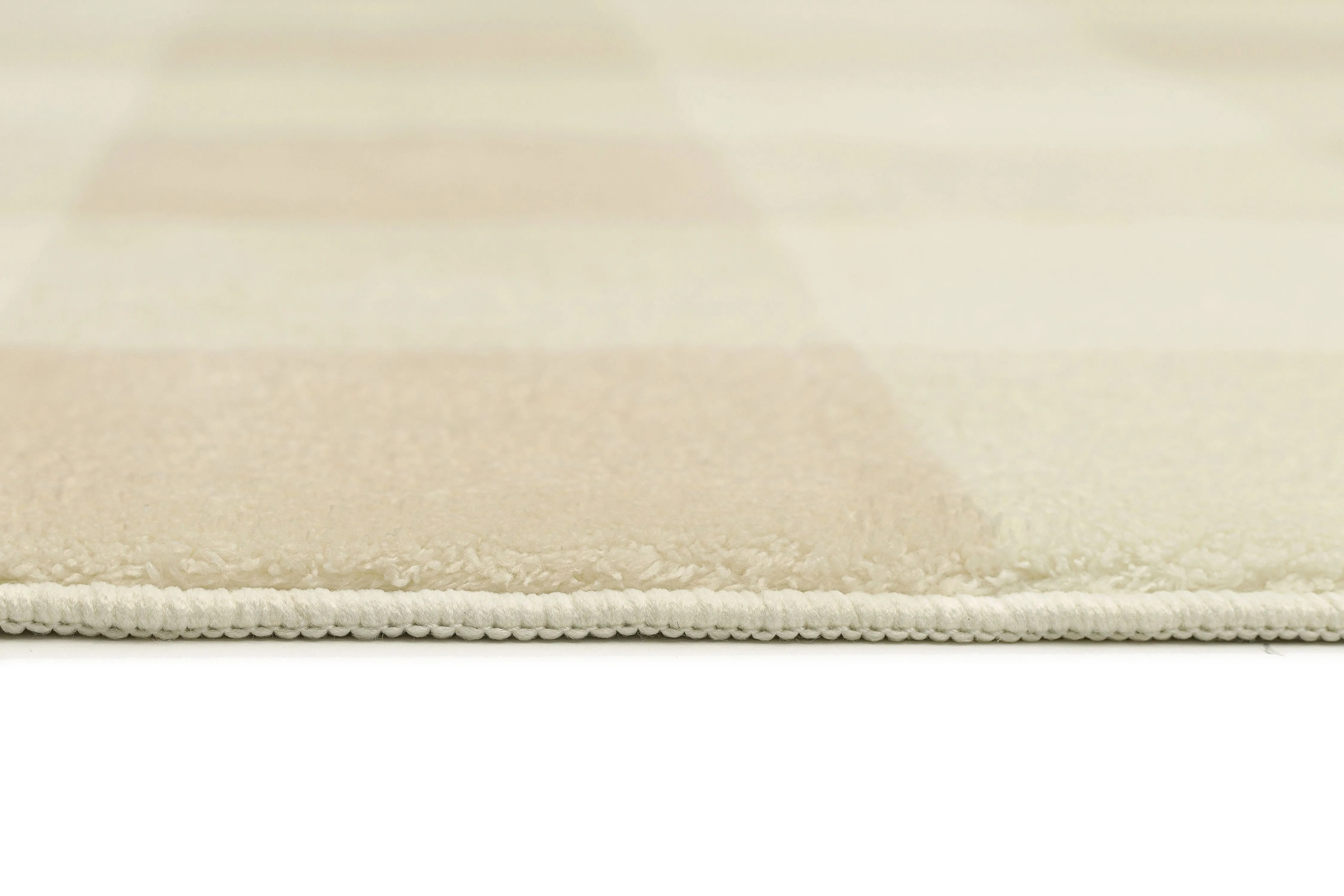 Zira Neutral Beige Gingham Washable Rug