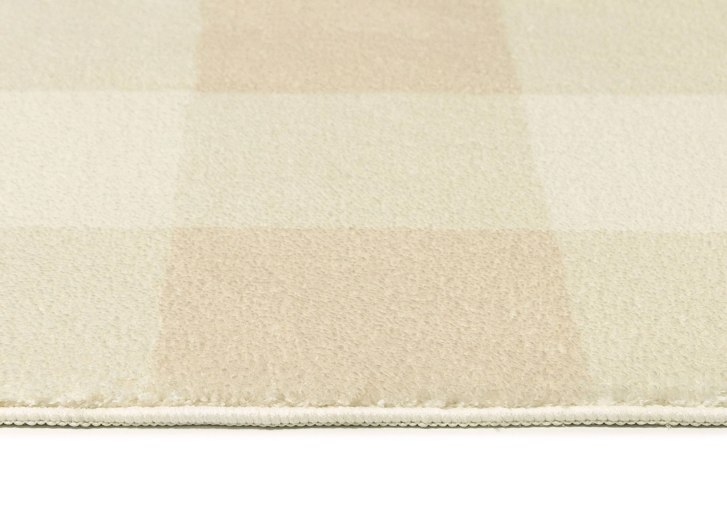 Zira Neutral Beige Gingham Washable Rug